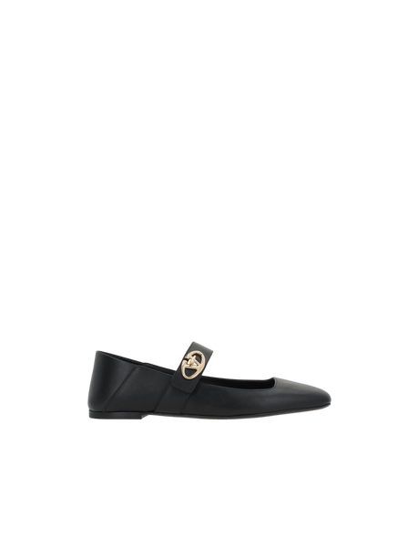 VLogo Locker Smooth Leather Mary-Jane Ballerinas-VALENTINO GARAVANI-JOHN JULIA