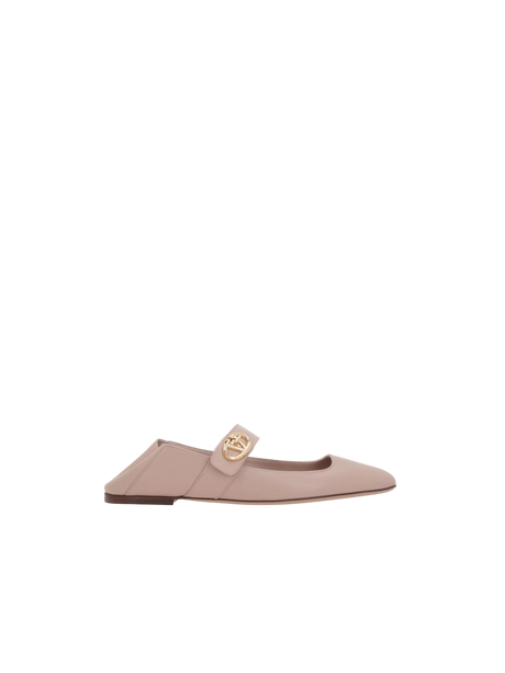 VLogo Locker Smooth Leather Mary-Jane Ballerinas-VALENTINO GARAVANI-JOHN JULIA