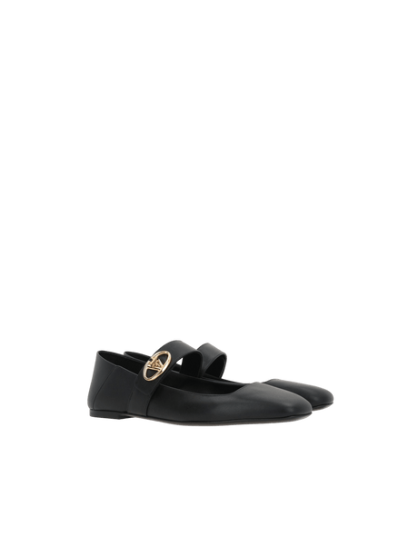 VLogo Locker Smooth Leather Mary-Jane Ballerinas-VALENTINO GARAVANI-JOHN JULIA