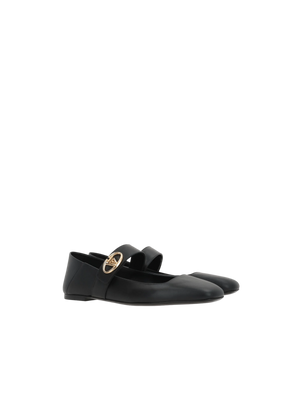 VLogo Locker Smooth Leather Mary-Jane Ballerinas-VALENTINO GARAVANI-JOHN JULIA