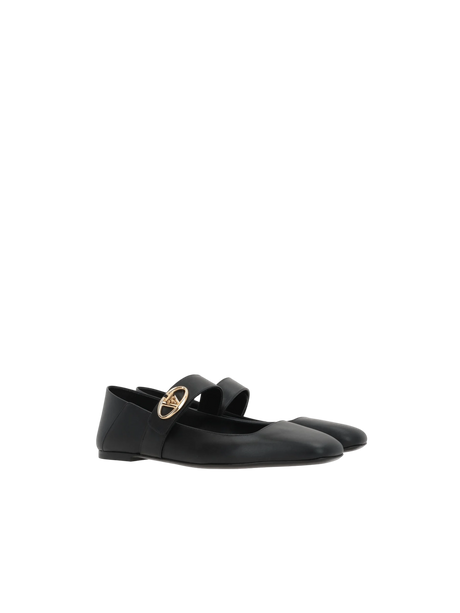 VLogo Locker Smooth Leather Mary-Jane Ballerinas-VALENTINO GARAVANI-JOHN JULIA