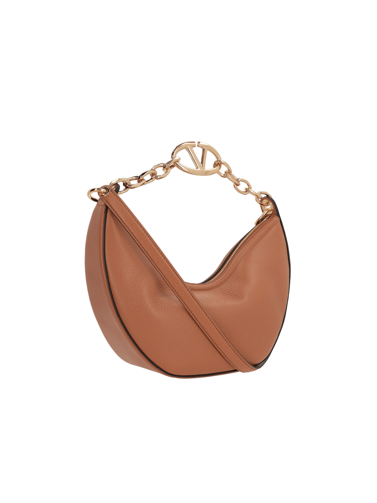 VALENTINO GARAVANI-Vlogo Moon Small Grainy Leather Hobo Bag-JOHN JULIA