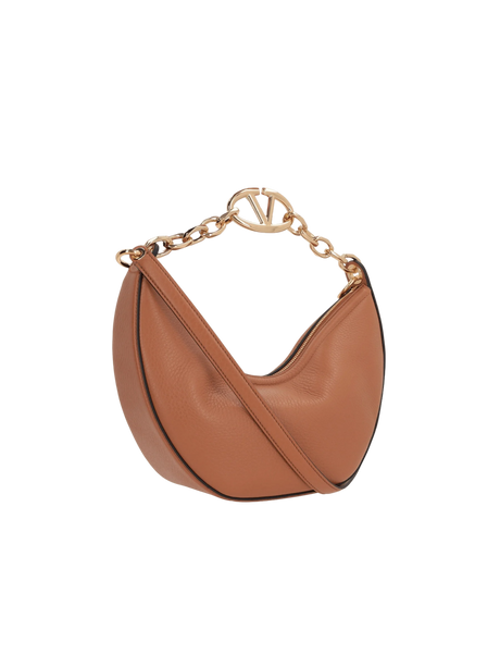 VALENTINO GARAVANI-Vlogo Moon Small Grainy Leather Hobo Bag-JOHN JULIA