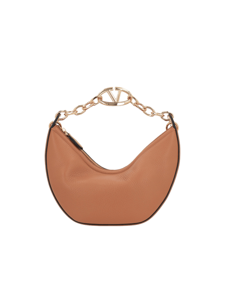 VALENTINO GARAVANI-Vlogo Moon Small Grainy Leather Hobo Bag-JOHN JULIA