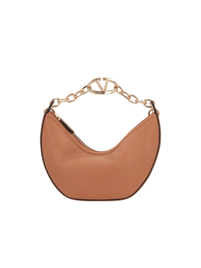 VALENTINO GARAVANI-Vlogo Moon Small Grainy Leather Hobo Bag-JOHN JULIA