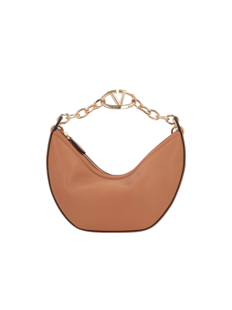 VALENTINO GARAVANI-Vlogo Moon Small Grainy Leather Hobo Bag-JOHN JULIA