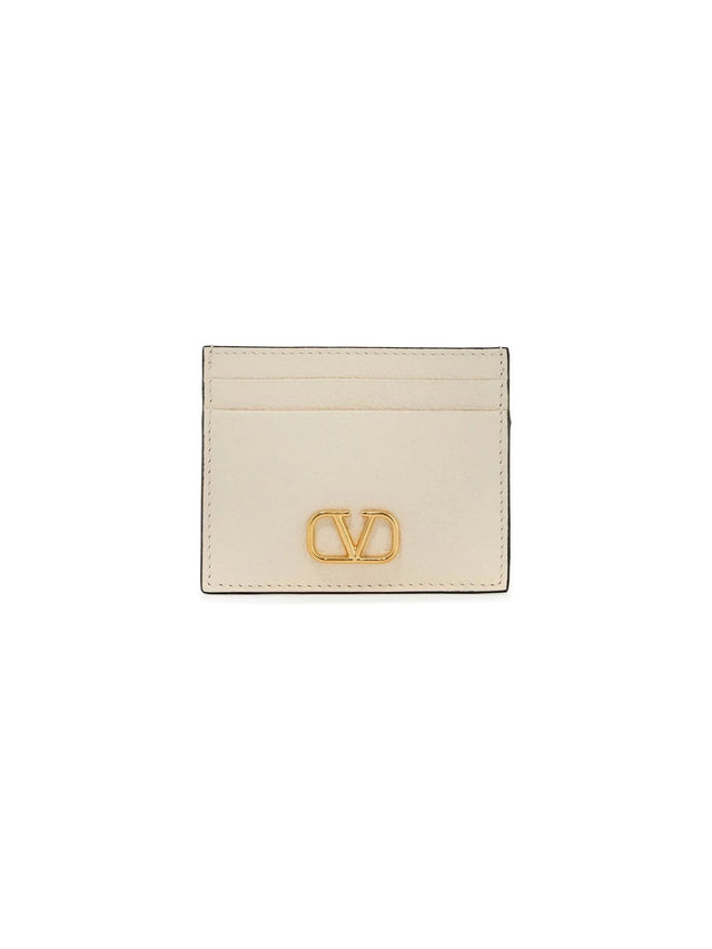 VLogo Signature Hammered Leather Card Holder - OS - Women > Accessories > Wallets and Small Leather Goods > Card holders