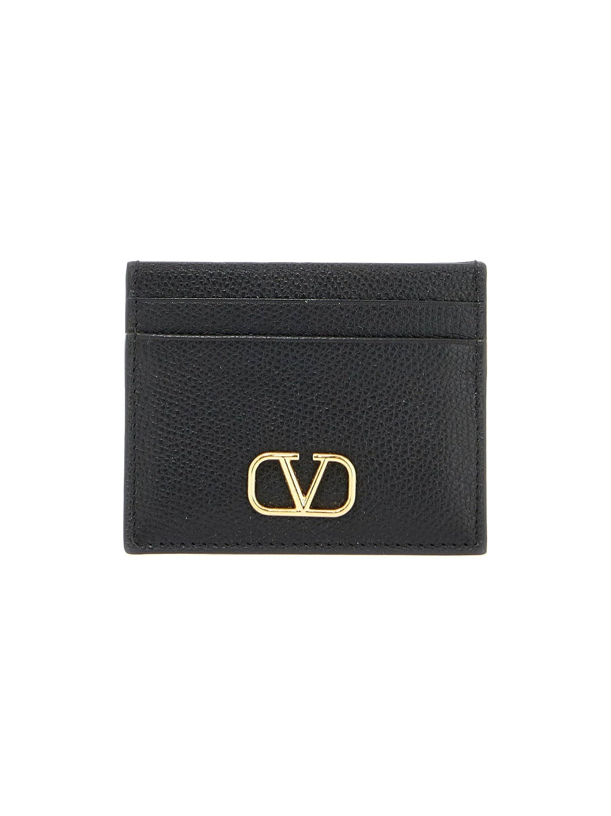 VLogo Signature Hammered Leather Card Holder - OS - Women > Accessories > Wallets and Small Leather Goods > Card holders