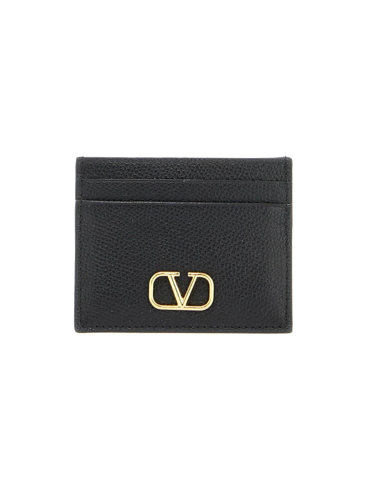 VLogo Signature Hammered Leather Card Holder - OS - Women > Accessories > Wallets and Small Leather Goods > Card holders