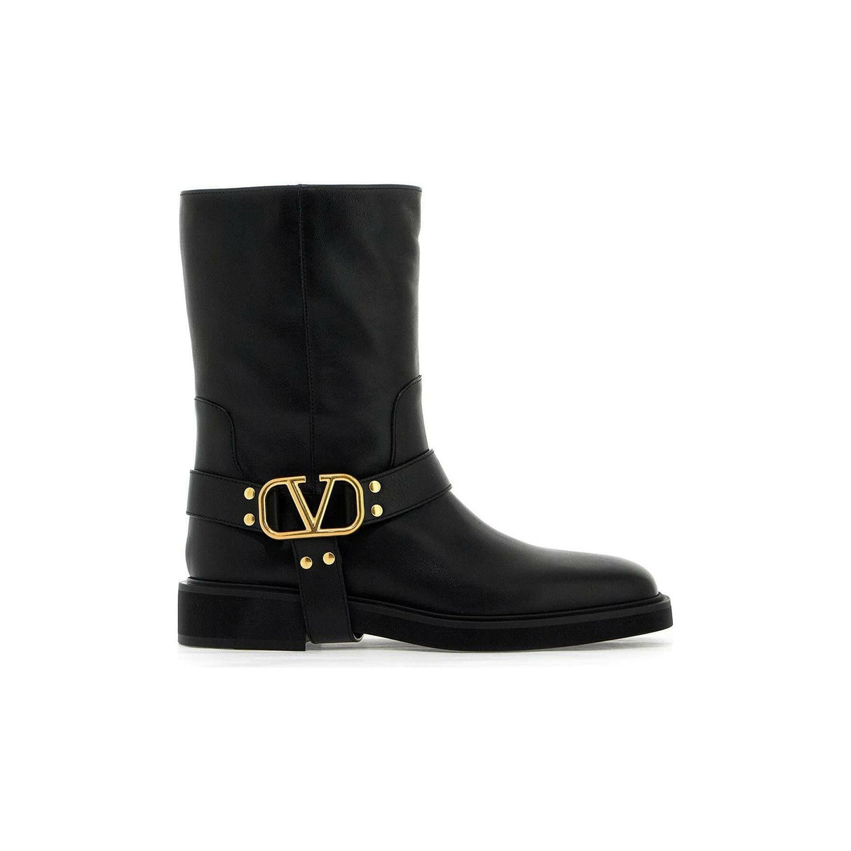 VLogo Signature Leather Biker Boots.