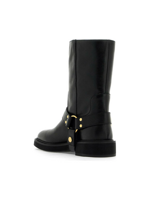 VLogo Signature Leather Biker Boots.