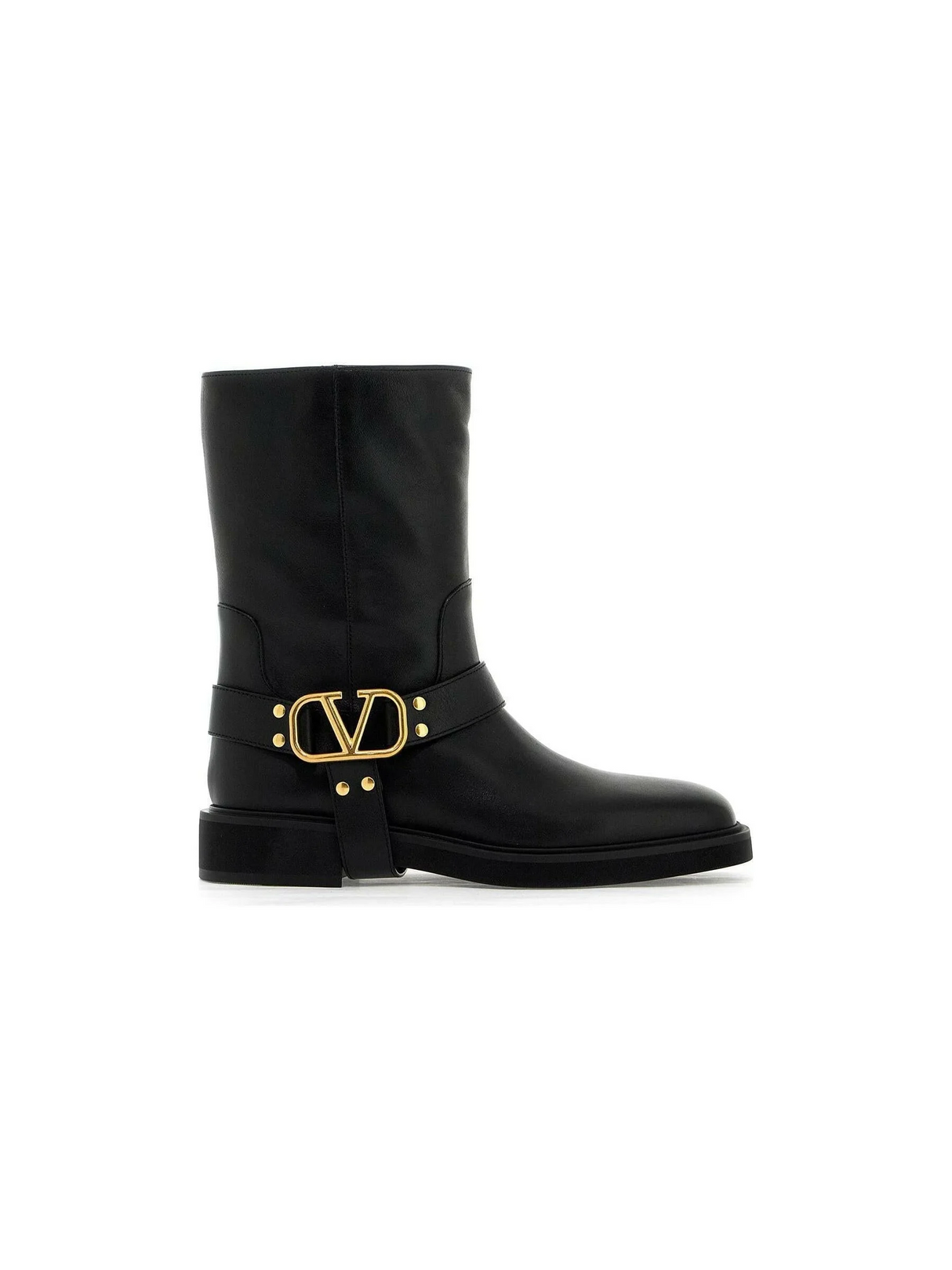 VLogo Signature Leather Biker Boots.