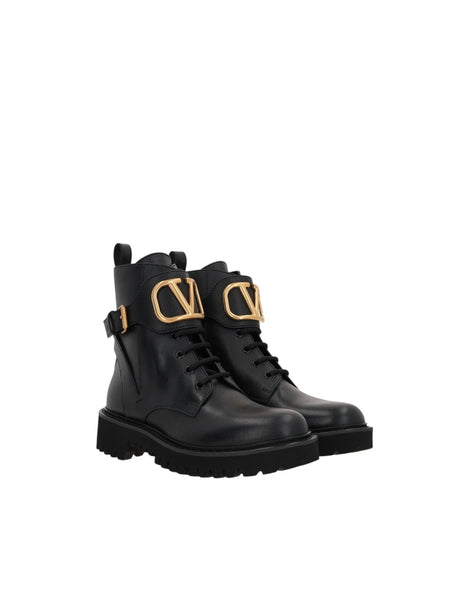 Vlogo Signature Smooth Leather Combat Boots-VALENTINO GARAVANI-JOHN JULIA