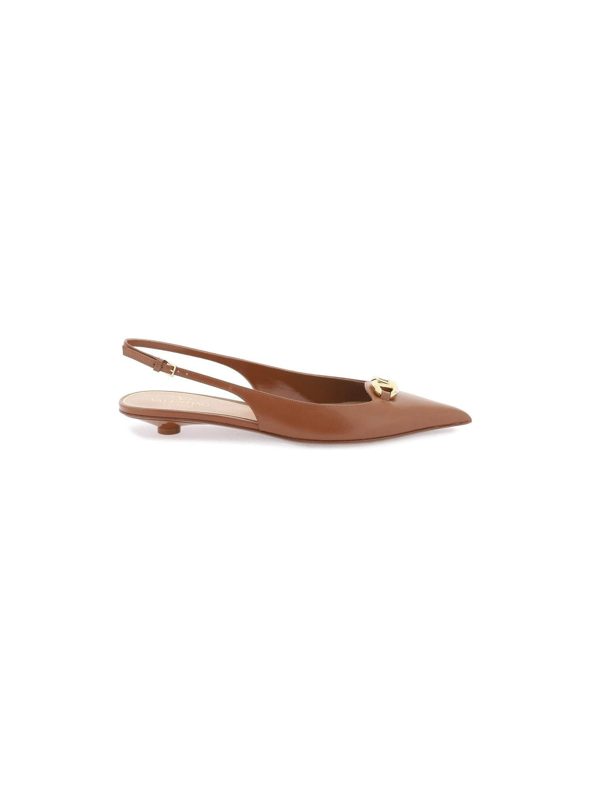 VLogo Slingback Leather Ballerina Flats