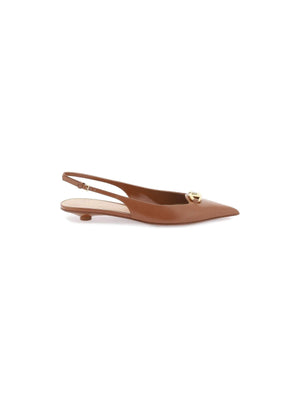 VLogo Slingback Leather Ballerina Flats - Women > Shoes > Flats > Ballet flats