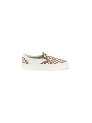 Checkerboard Coffee Reissue 98 Slip-On Canvas Sneakers.