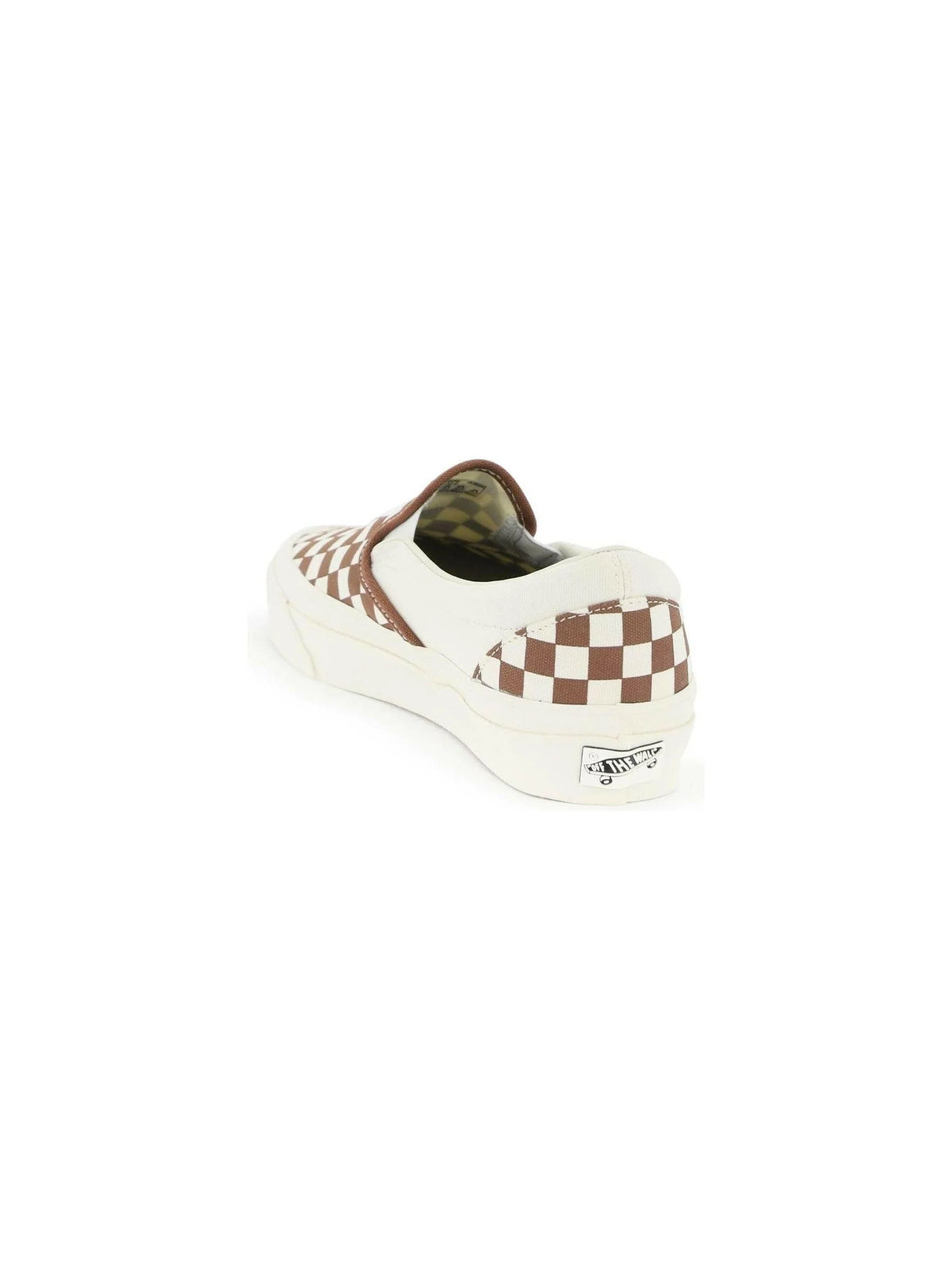 Checkerboard Coffee Reissue 98 Slip-On Canvas Sneakers.