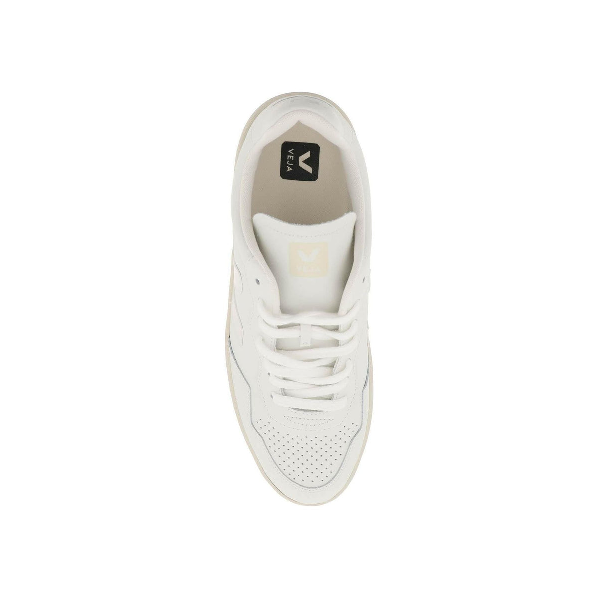 White Organic Traced Leather V-90 Sneakers