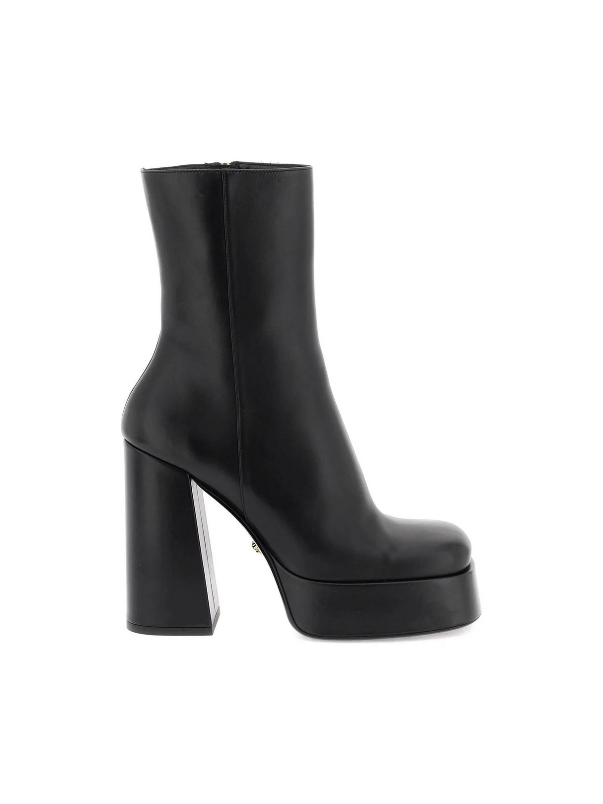 Black 'Aevitas' Calfskin Platform Boots VERSACE JOHN JULIA.