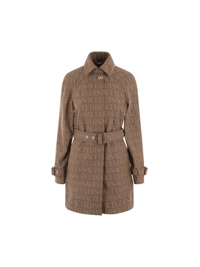 Allover Jacquard Canvas Trench Coat-Versace-JOHN JULIA