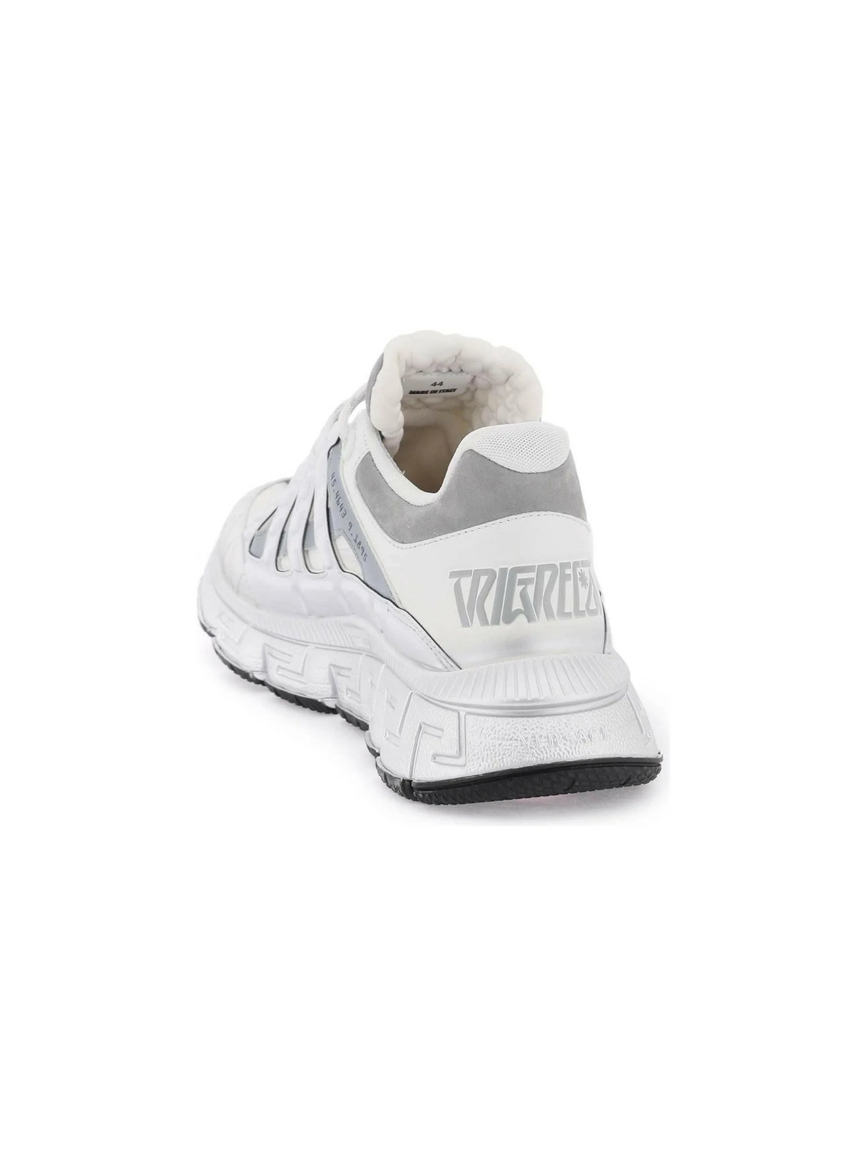 White and Silver 'Trigreca' Leather Sneakers VERSACE JOHN JULIA.