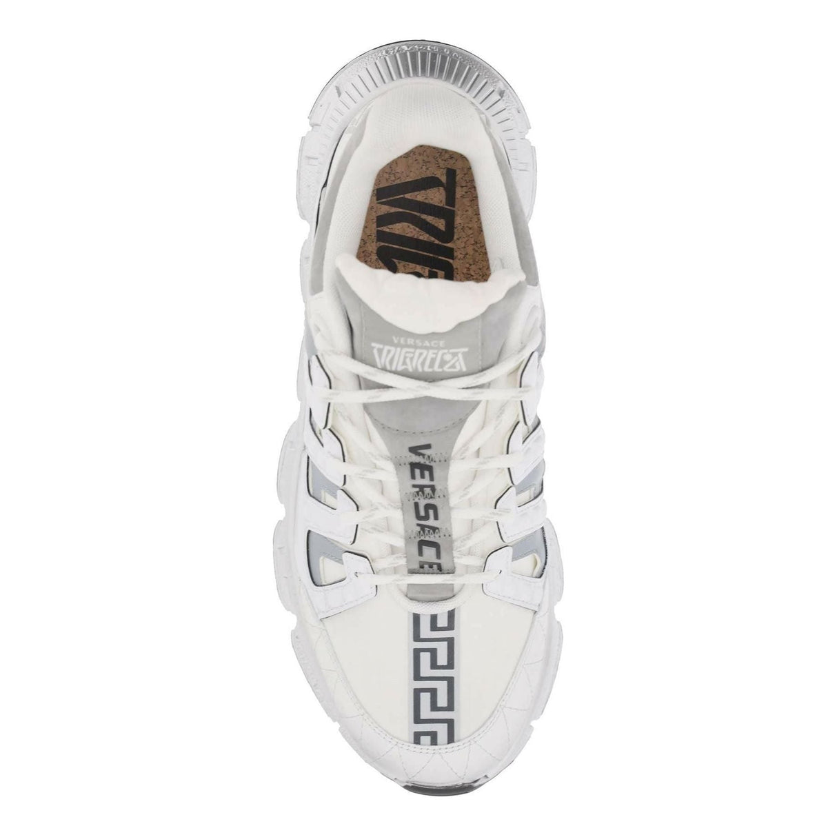 White and Silver 'Trigreca' Leather Sneakers VERSACE JOHN JULIA.