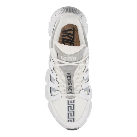 White and Silver 'Trigreca' Leather Sneakers VERSACE JOHN JULIA.