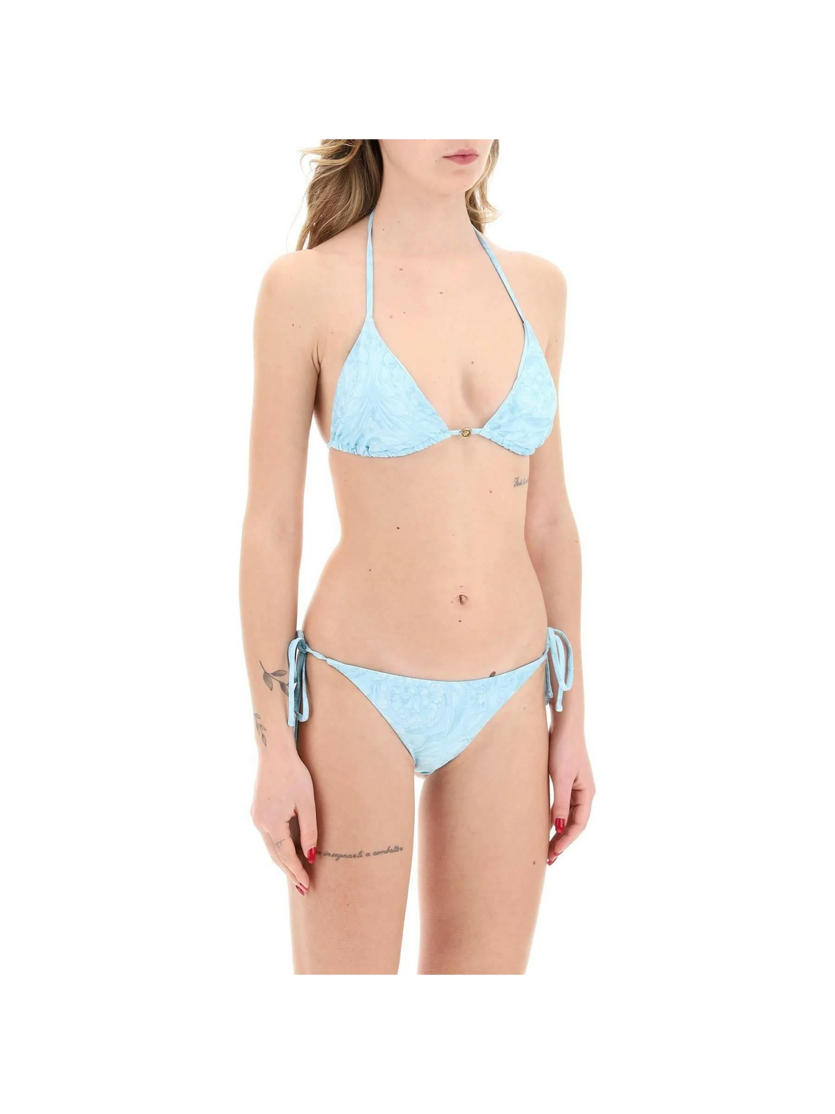 Blue Barocco Print Bikini Top VERSACE JOHN JULIA.