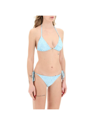 Blue Barocco Print Bikini Top VERSACE JOHN JULIA.