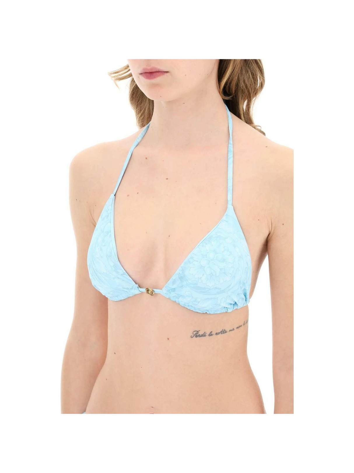 Blue Barocco Print Bikini Top VERSACE JOHN JULIA.