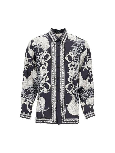 Barocco Sea Print Silk Shirt-Versace-JOHN JULIA