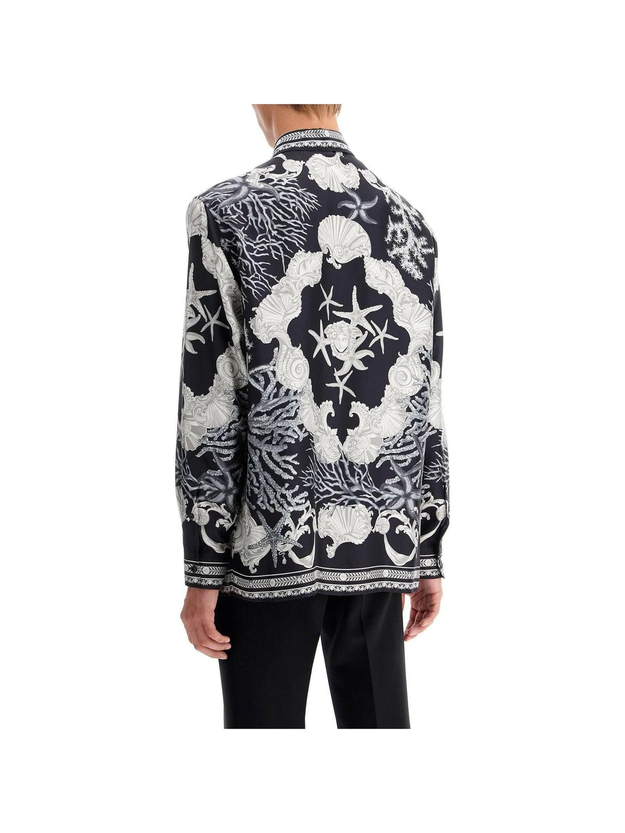 Barocco Sea Print Silk Shirt-Versace-JOHN JULIA