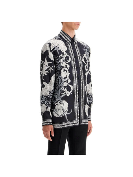 Barocco Sea Print Silk Shirt-Versace-JOHN JULIA