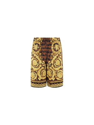 Baroccodile Silk Twill Shorts-VERSACE-JOHN JULIA