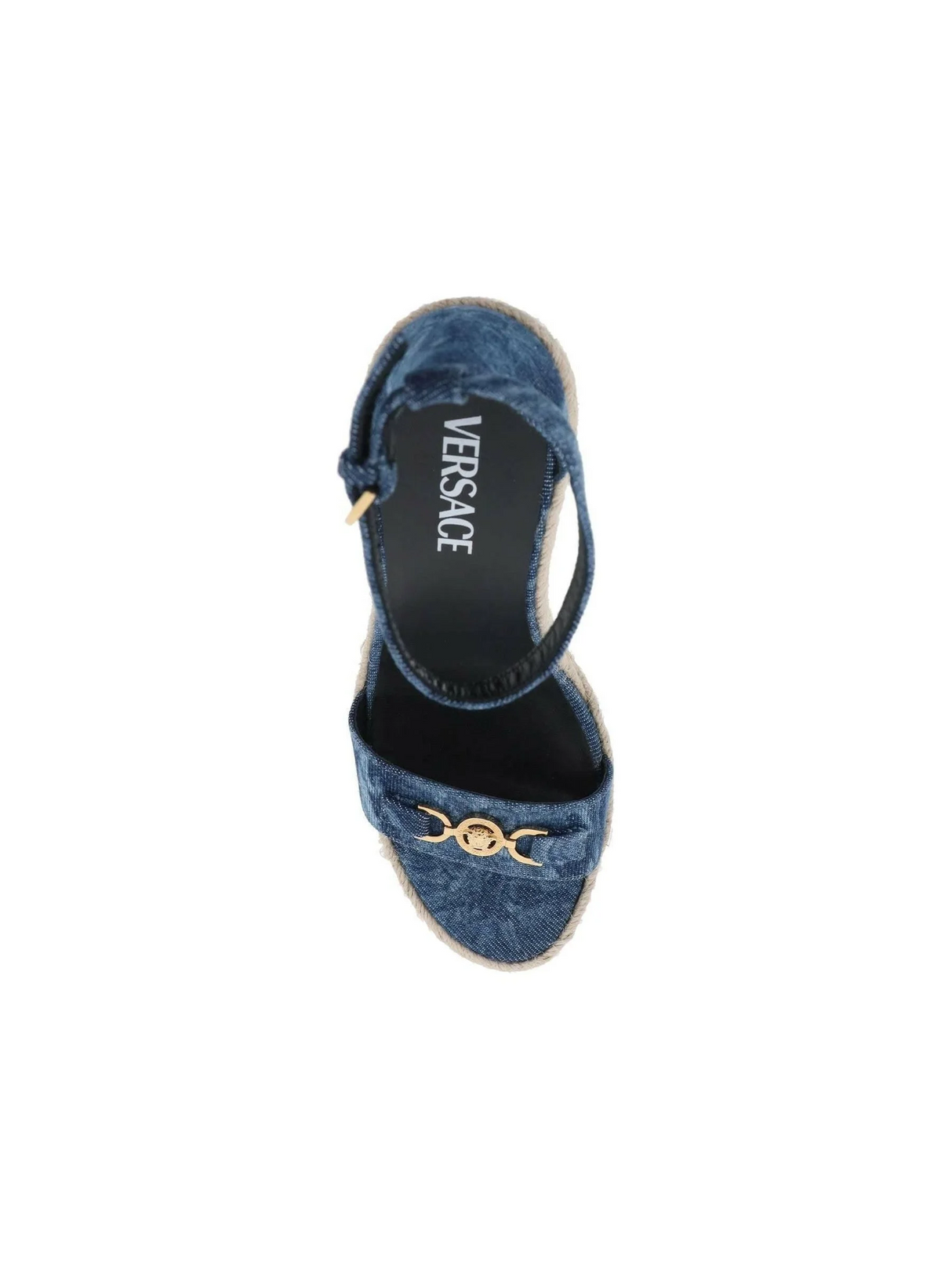 Baroque Denim Wedge Sandals VERSACE JOHN JULIA.