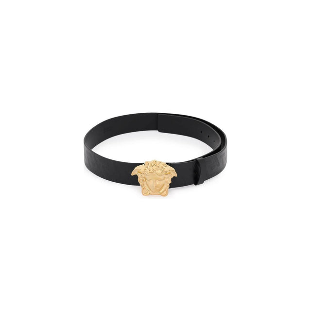 Black La Medusa Greca Leather Belt VERSACE JOHN JULIA.