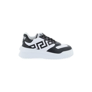 Black White Embossed Greca Motif Odissea Sneakers VERSACE JOHN JULIA.