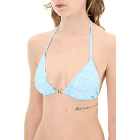 Blue Barocco Print Bikini Top VERSACE JOHN JULIA.