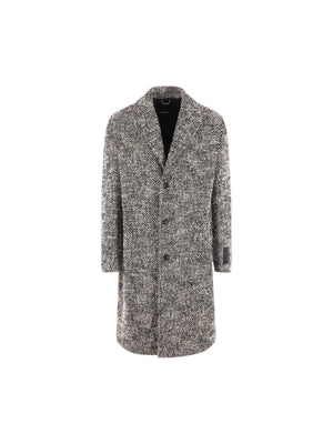 Bouclé Wool Blend Coat-VERSACE-JOHN JULIA