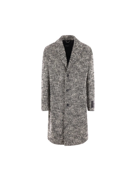 Bouclé Wool Blend Coat-VERSACE-JOHN JULIA