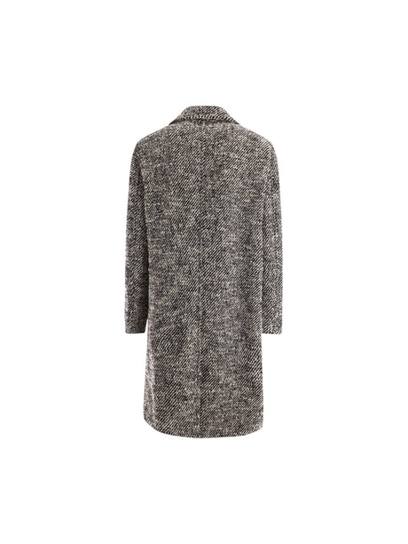 Bouclé Wool Blend Coat-VERSACE-JOHN JULIA