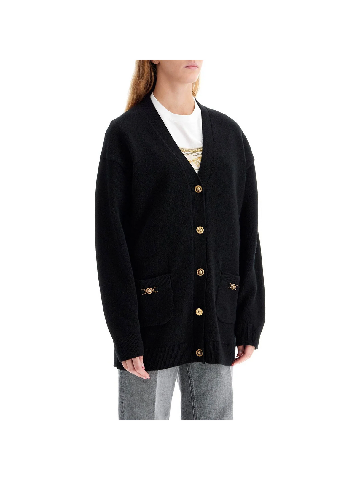 VERSACE-Cashmere-Blend Knit Boxy Cardigan -JOHN JULIA.