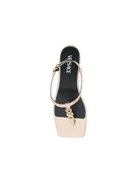 Champagne Gold Snake-Effect Medusa '95 Thong Sandals VERSACE JOHN JULIA.