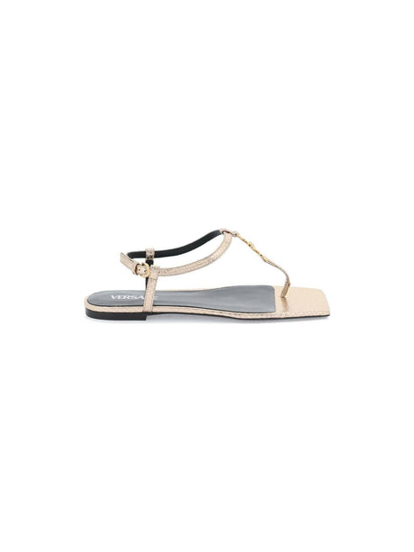 Champagne Gold Snake-Effect Medusa '95 Thong Sandals VERSACE JOHN JULIA.