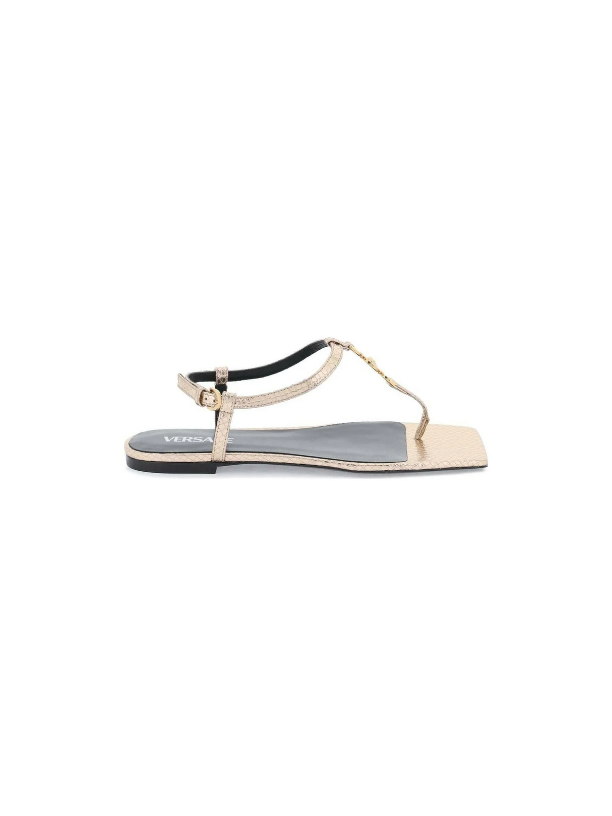 Champagne Gold Snake-Effect Medusa '95 Thong Sandals VERSACE JOHN JULIA.