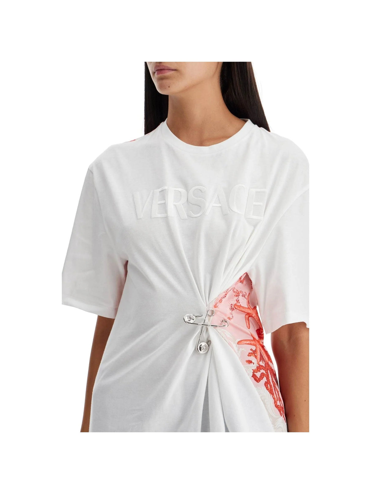 Cotton and Twill Baroque Sea Safety Pin T-Shirt - Women > Clothing > Tops and Sweatshirts > T-shirts and Polo shirts