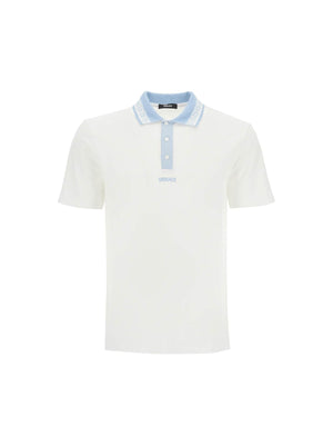 Cotton Piqué Polo Shirt Greek Motif - Men > Clothing > T-Shirts and Sweatshirts > Polo shirts