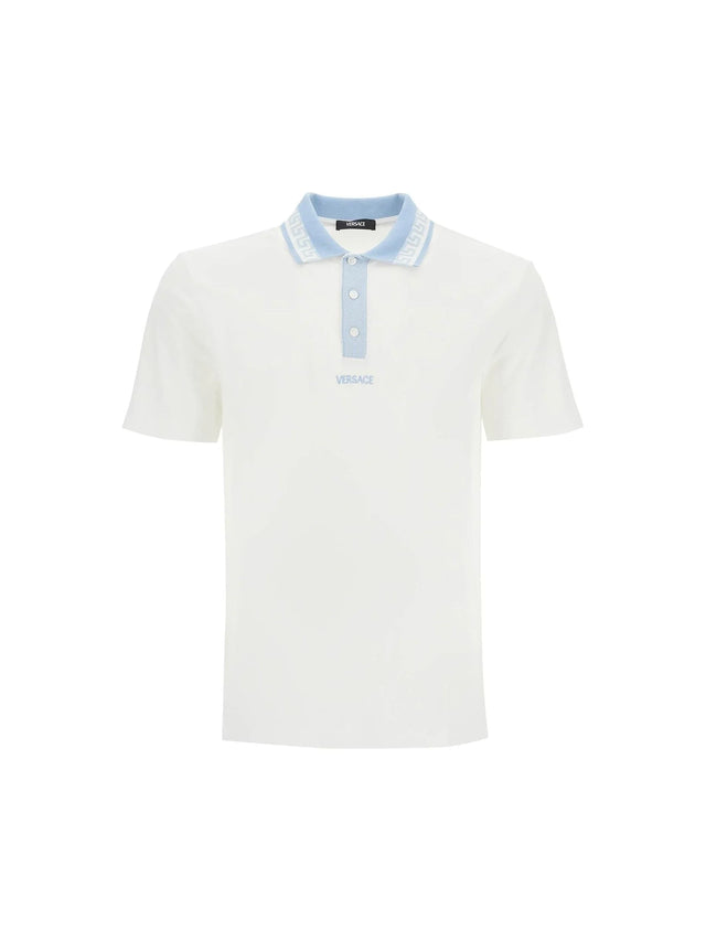 Cotton Piqué Polo Shirt Greek Motif - Men > Clothing > T-Shirts and Sweatshirts > Polo shirts