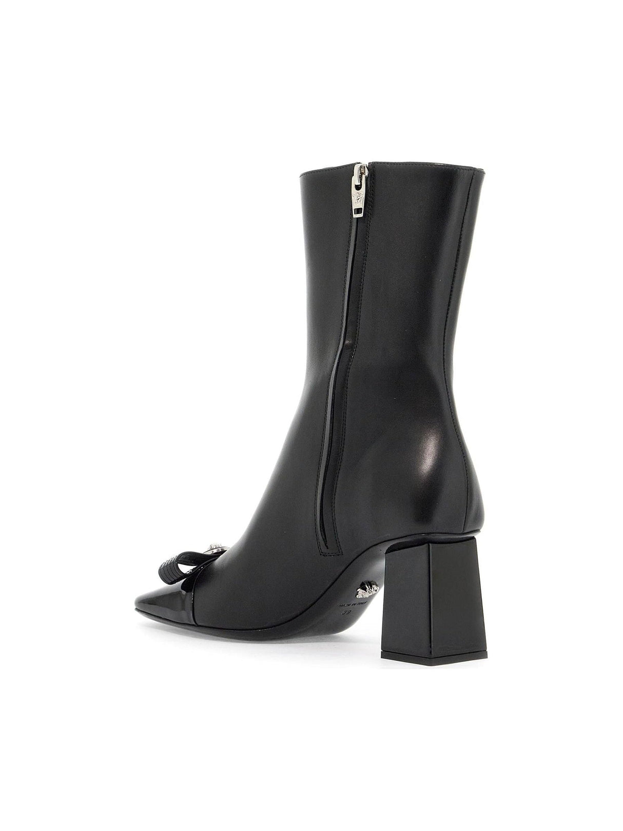 VERSACE-Gianni Ribbon Leather Ankle Boots With -JOHN JULIA.