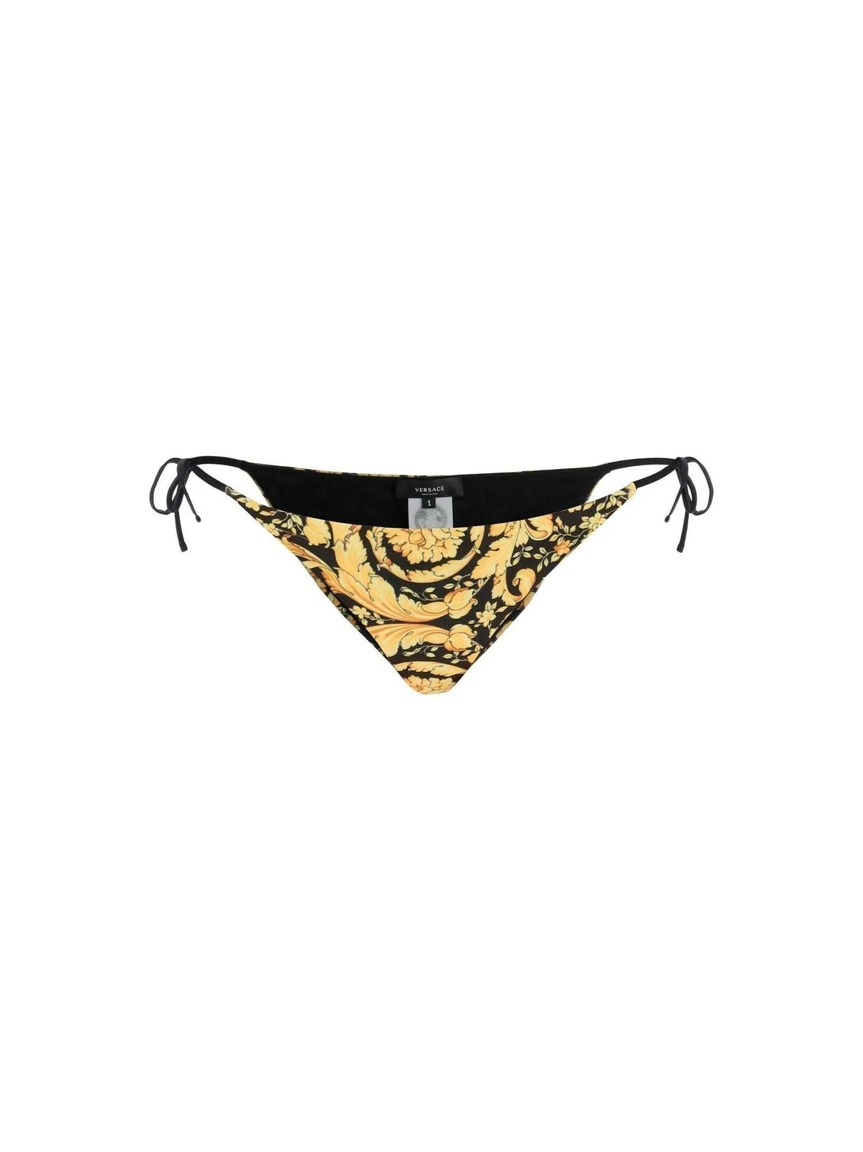 VERSACE-Gold Print Barocco Bikini Bottom-JOHN JULIA